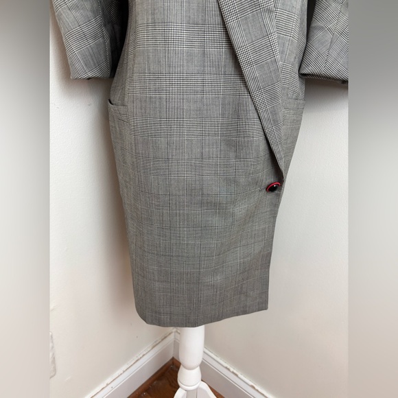 Gianni Versace Vintage Grey Checked Double-Breasted Blazer Dress 1990’s Size US6 - Picture 4 of 10